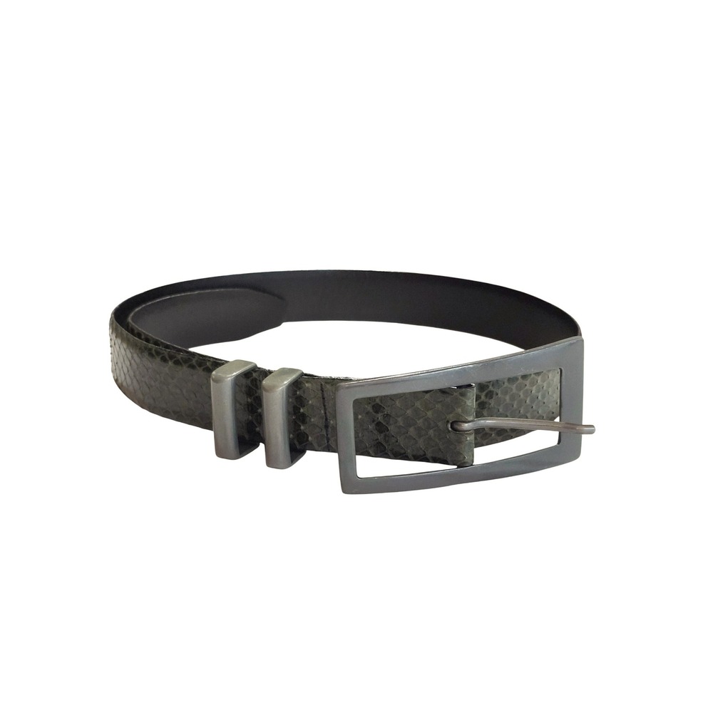 Carlisle Snakeskin Belt Womens 32 Green Faux Leather Reptile Print Made in Italy